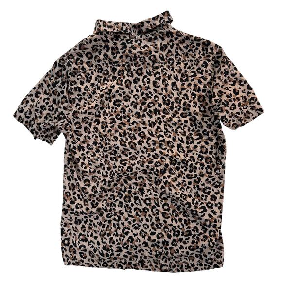 H&M Leopard Print Button Down Shirt Women XS Short Sleeve Casual Top - Picture 3 of 5